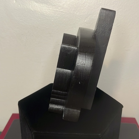 Hand Painted Wooden Crouching Black Cat Vintage 1990s Shelf Sitter Signed - Picture 2 of 5